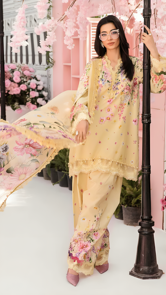 Luxury Lawn Premium Stitched Suit 3 Piece Dress - LEC-17