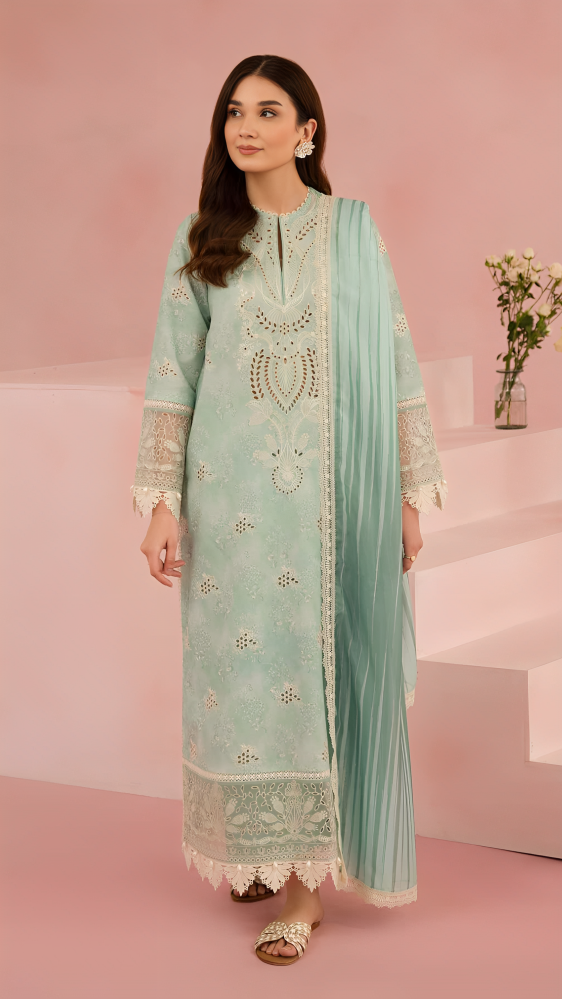Luxury Lawn Stitched Suit 3 piece - 2025 - LE-02
