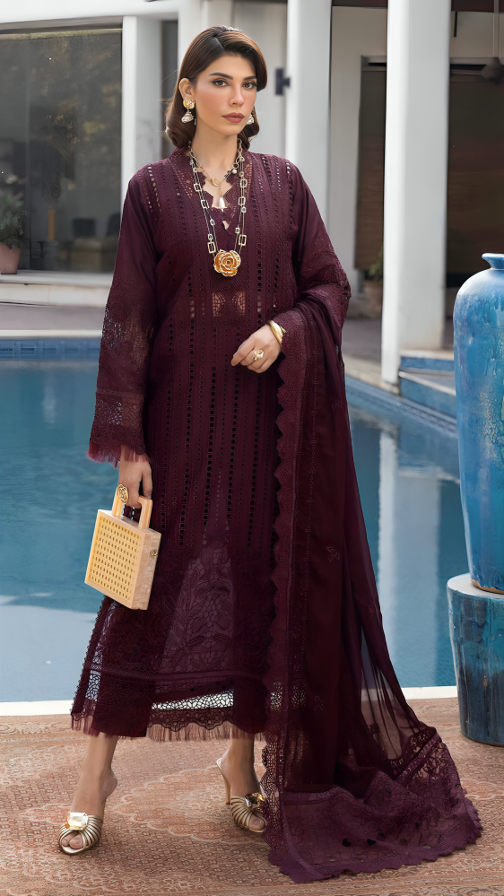 Luxury Lawn Premium Stitched Suit 3 Piece - LEC-02
