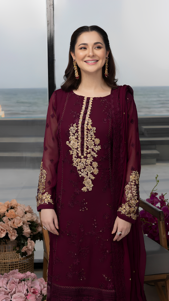 Luxury Lawn Premium Stitched Suit 3 Piece Dress - LEC-14