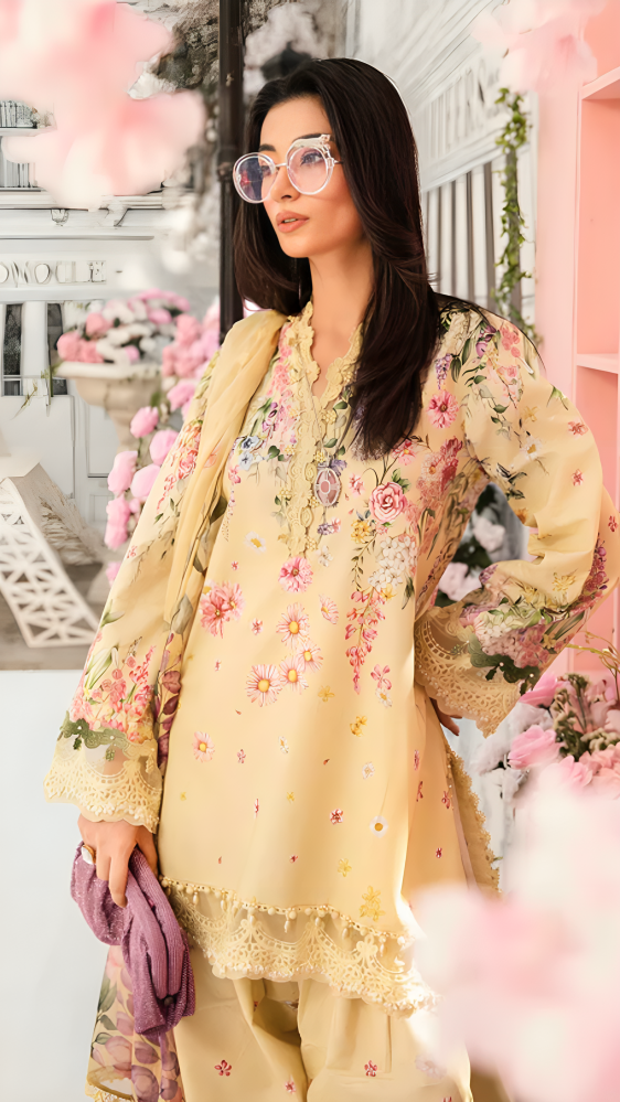 Luxury Lawn Premium Stitched Suit 3 Piece Dress - LEC-17