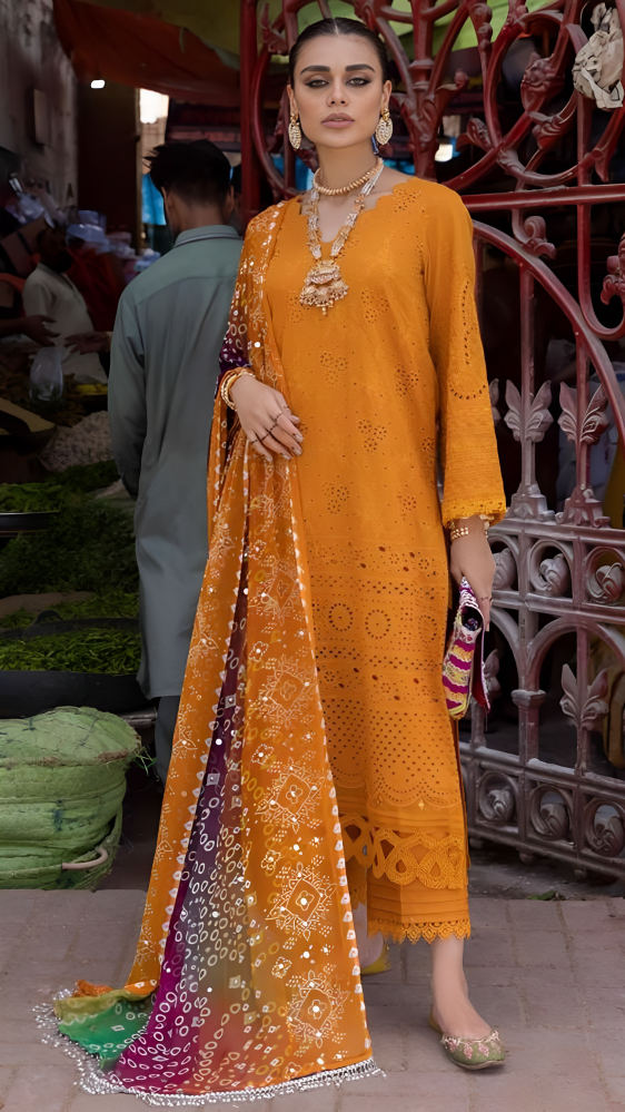 Luxury Lawn Premium Stitched Suit 3 Piece - LEC-03