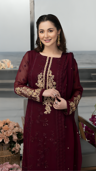 Luxury Lawn Premium Stitched Suit 3 Piece Dress - LEC-14