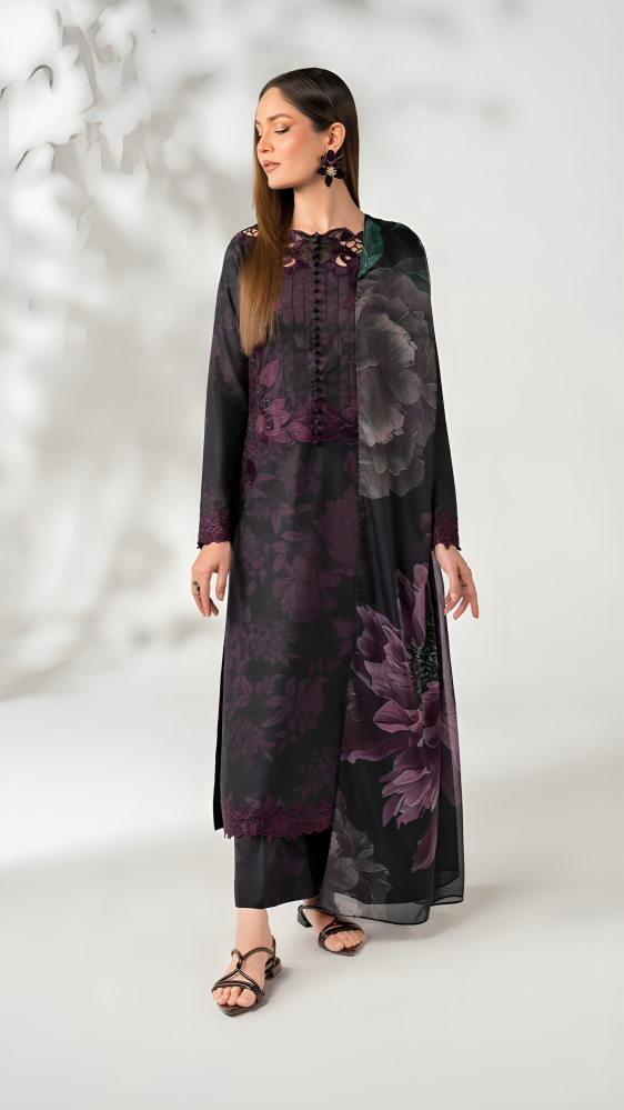 Luxury Lawn Stitched Suit 3 piece - 2025 - LE-03