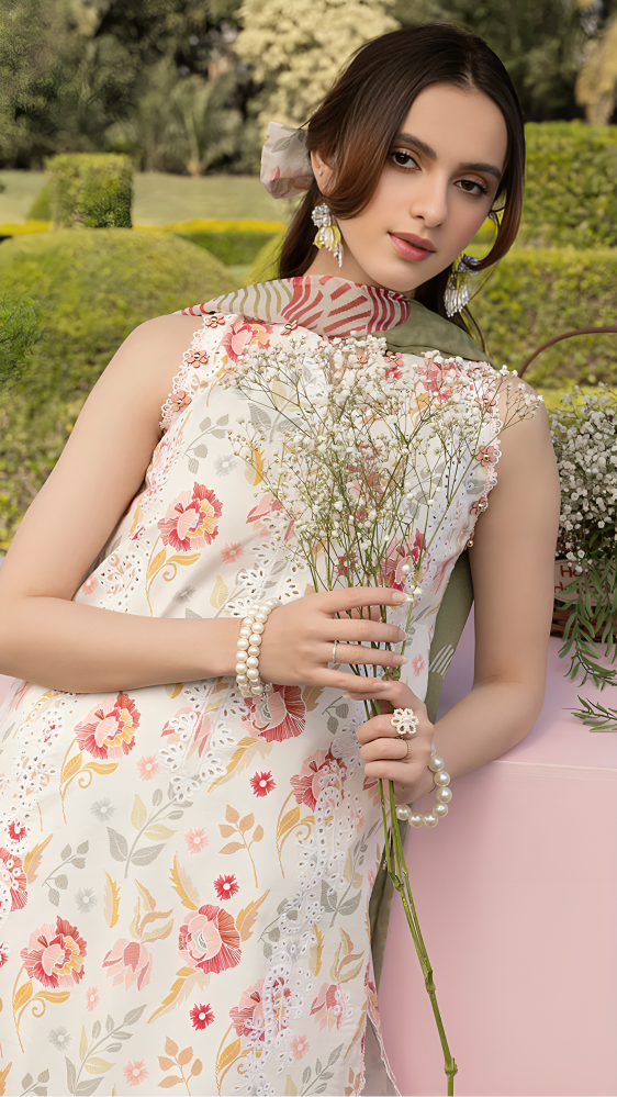 Luxury Lawn Premium Stitched Suit 3 Piece Dress - LEC-13