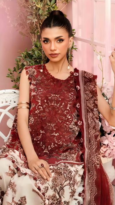 Luxury Lawn Premium Stitched Suit 3 Piece Dress - LEC-16