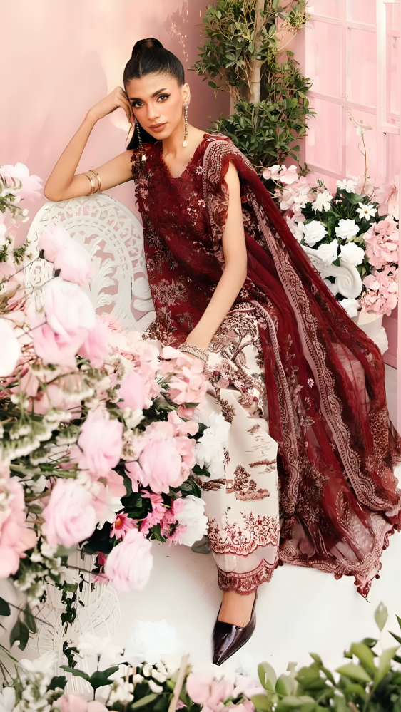 Luxury Lawn Premium Stitched Suit 3 Piece Dress - LEC-16