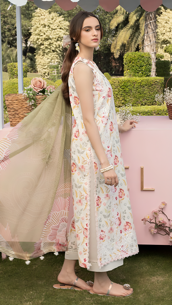Luxury Lawn Premium Stitched Suit 3 Piece Dress - LEC-13