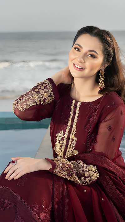 Luxury Lawn Premium Stitched Suit 3 Piece Dress - LEC-14