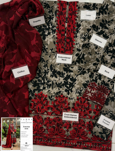 Luxury Lawn Stitched Suit 3 piece - 2025 - LE-03