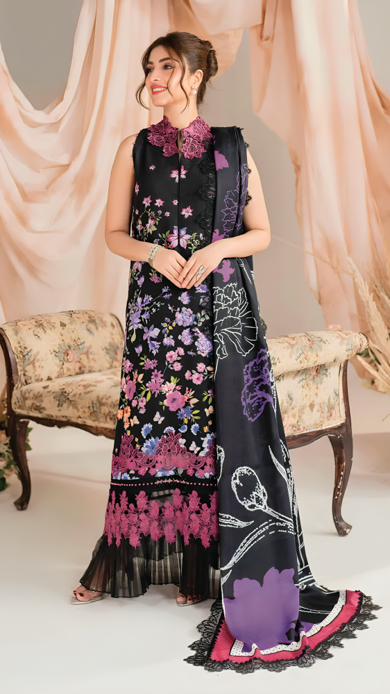 Luxury Lawn Stitched Suit 3 piece - 2025 - LE-08