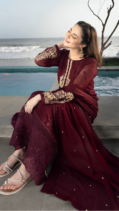 Luxury Lawn Premium Stitched Suit 3 Piece Dress - LEC-14