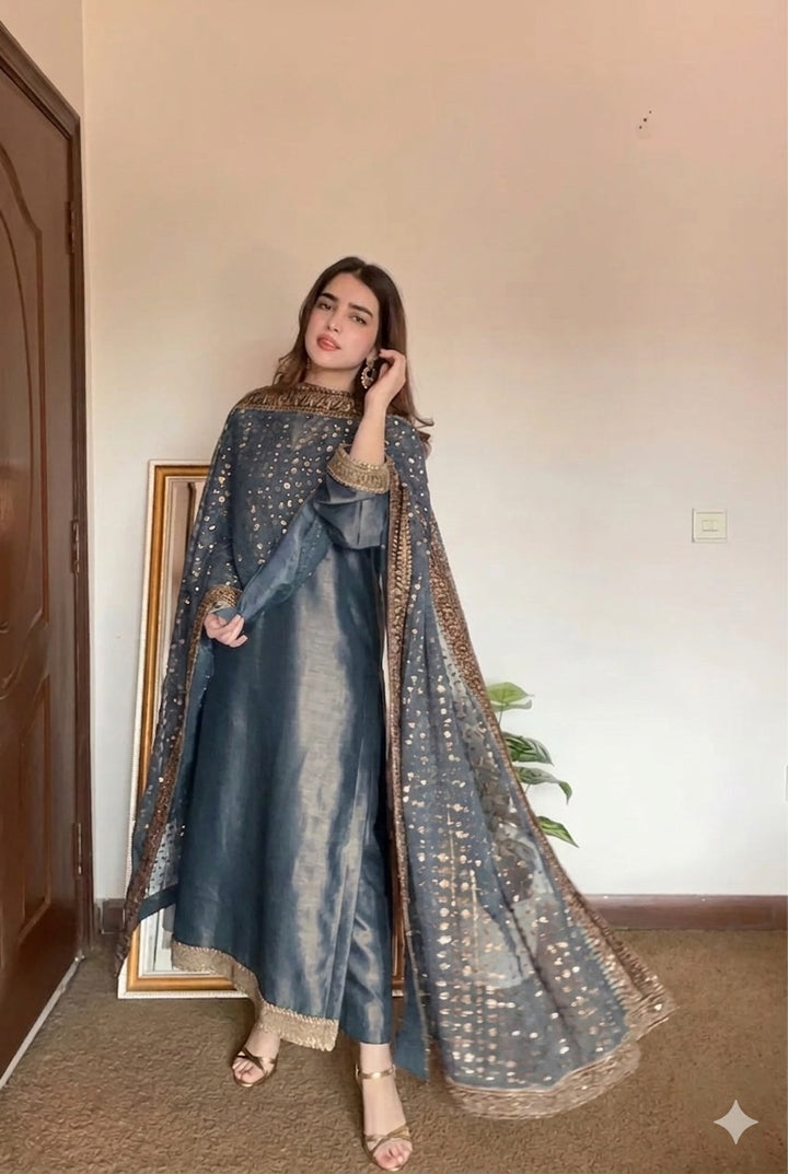 Luxury SHEESHA SILK Premium Stitched Suit 3 Piece Dress - LEC-17