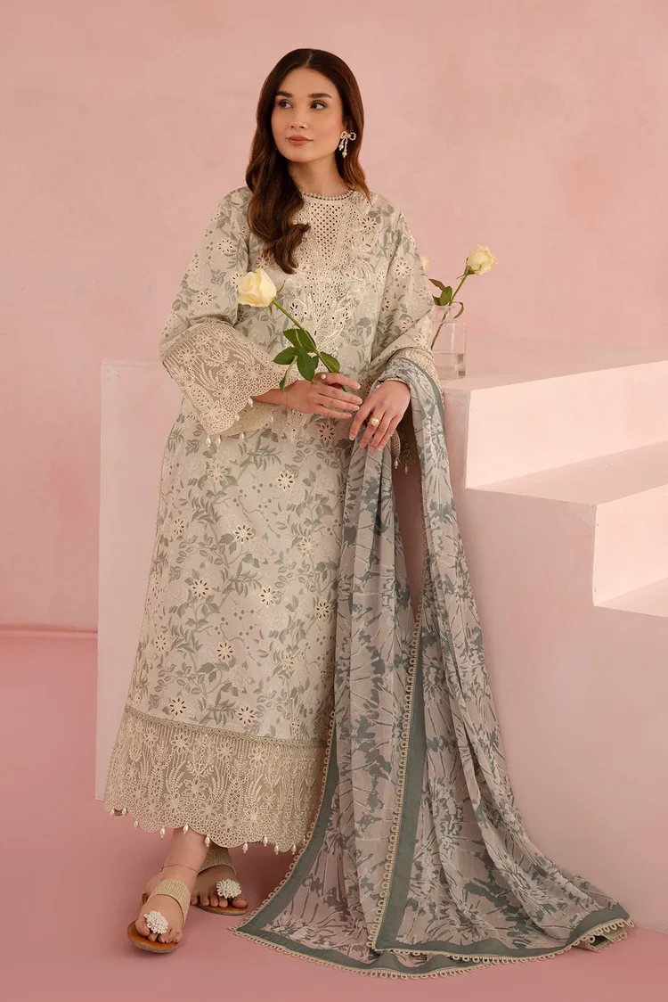 Luxury Lawn Stitched Suit 3 piece - 2025 - LE-13