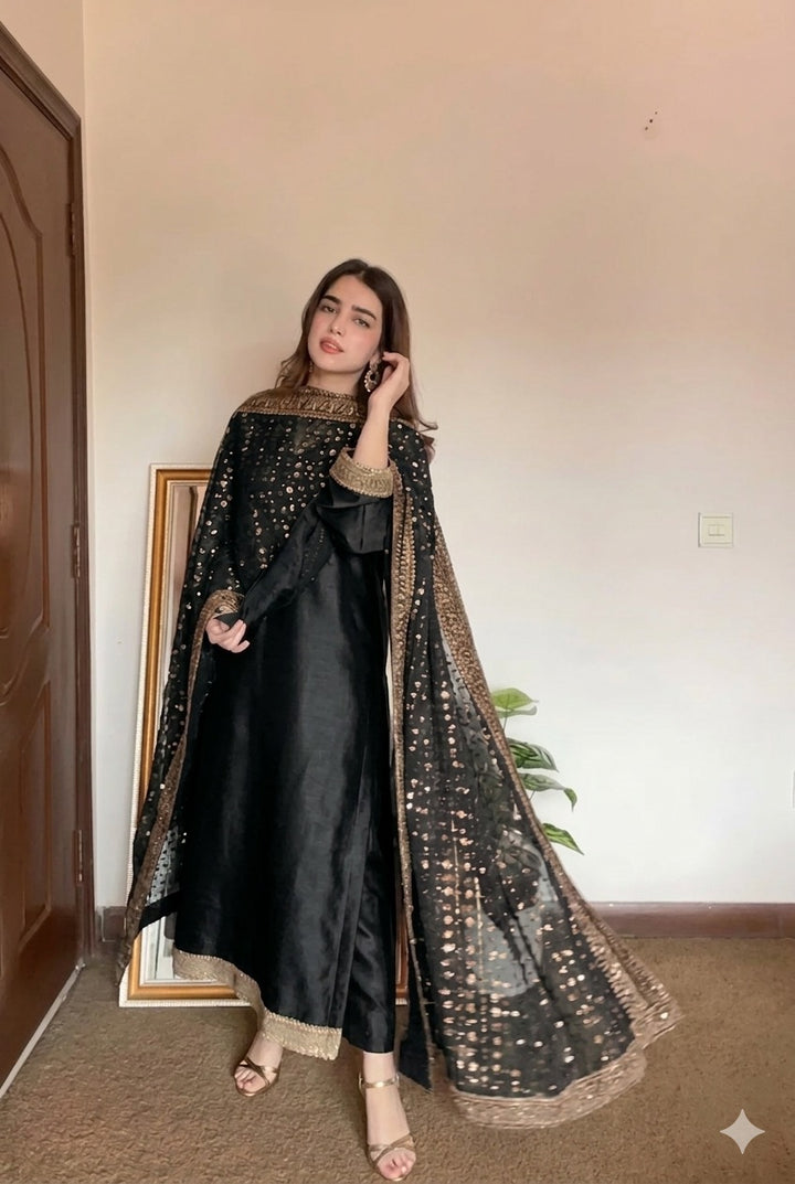 Luxury Sheesha Silk Premium Stitched Suit 3 Piece Dress - LEC-12