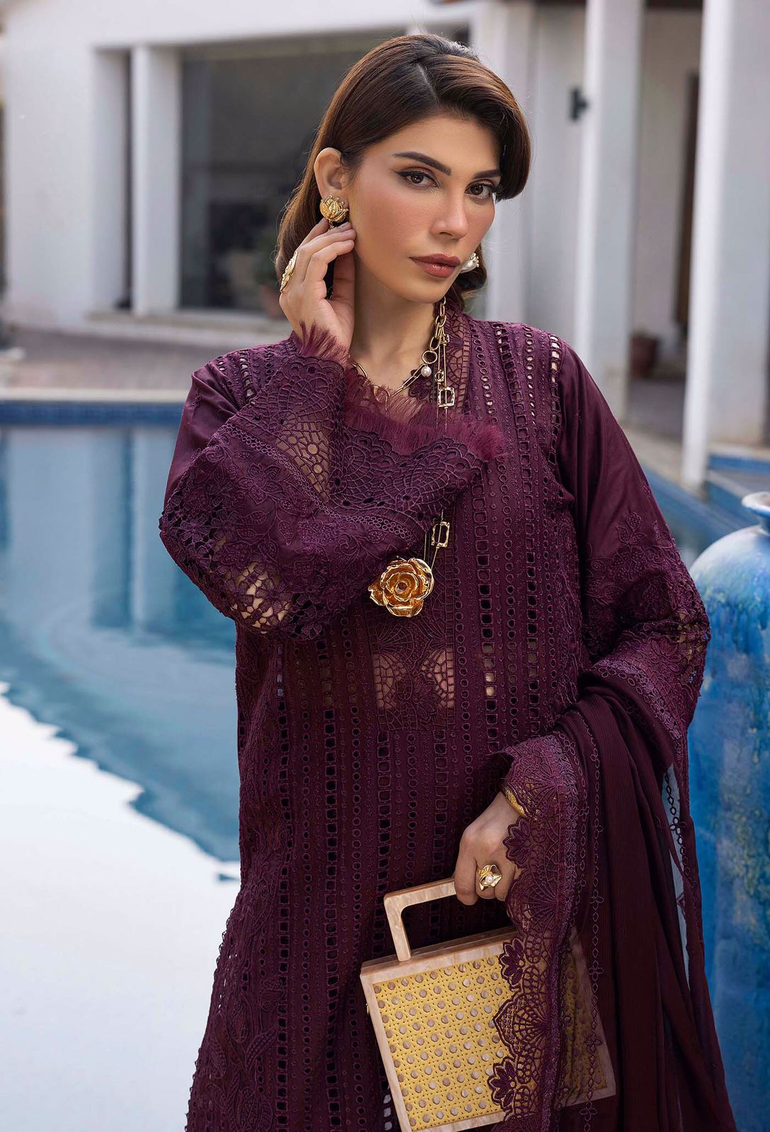Luxury Lawn Premium Stitched Suit 3 Piece - LEC-02