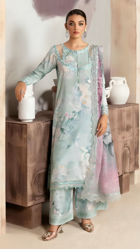 Luxury Lawn Premium Stitched Suit 3 Piece - LEC-09