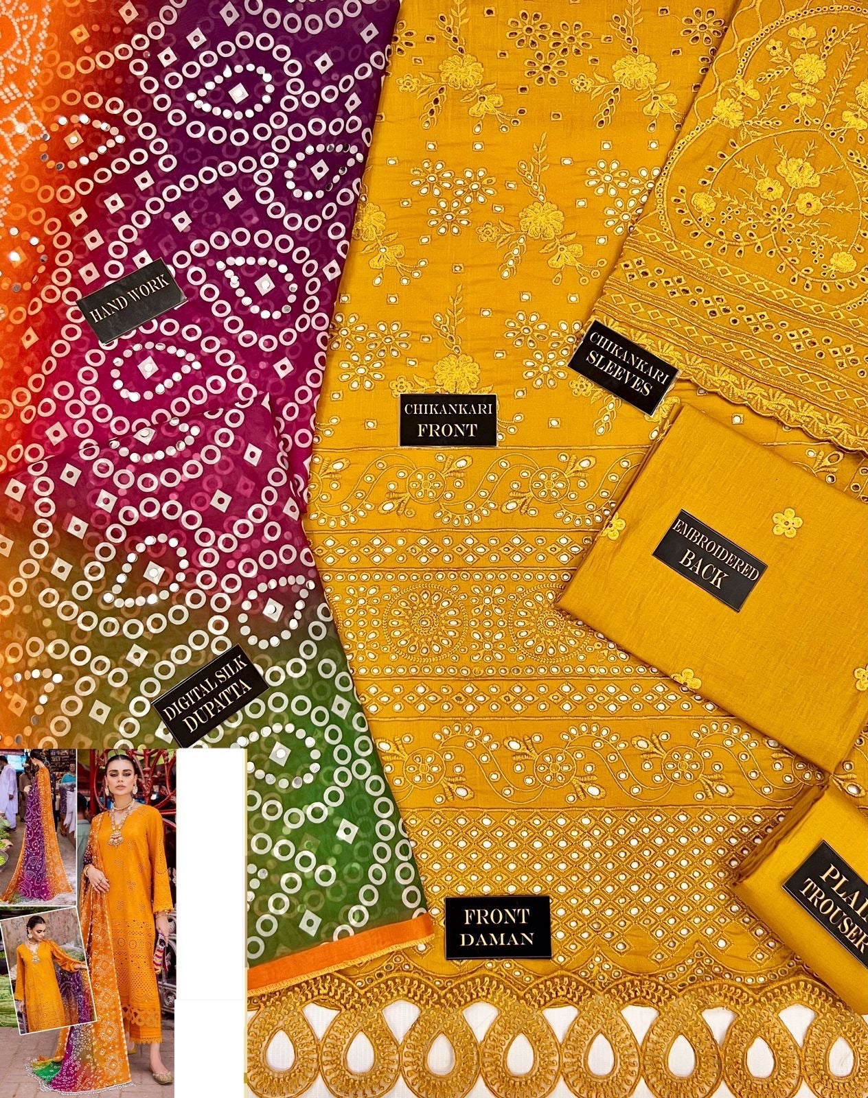 Luxury Lawn Premium Stitched Suit 3 Piece - LEC-03