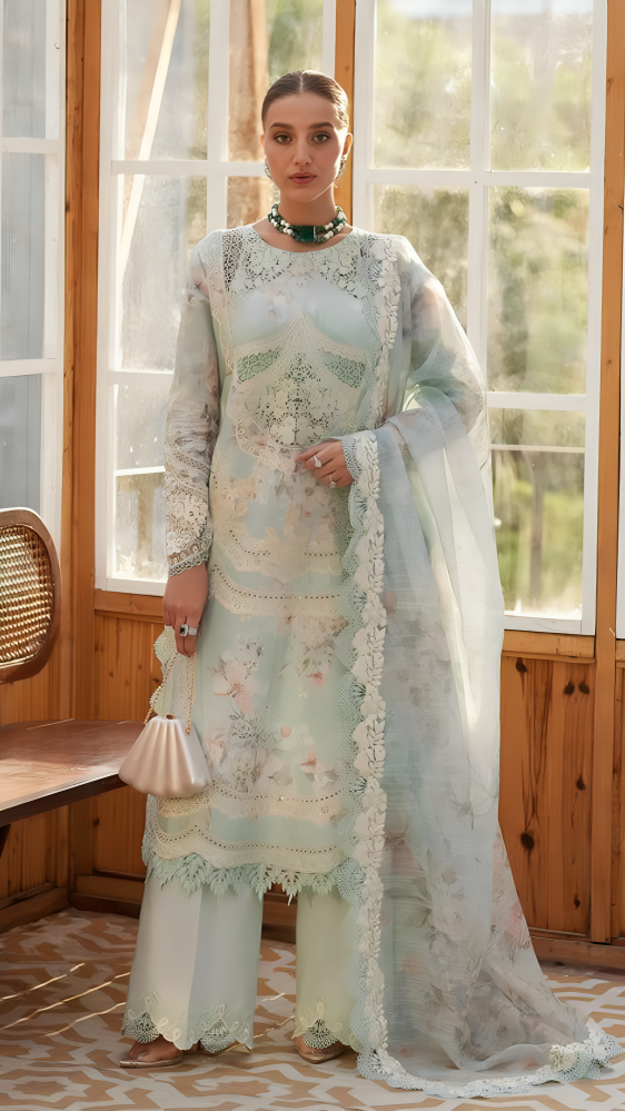 Luxury Lawn Stitched Suit 3 piece - 2025 - LE-12